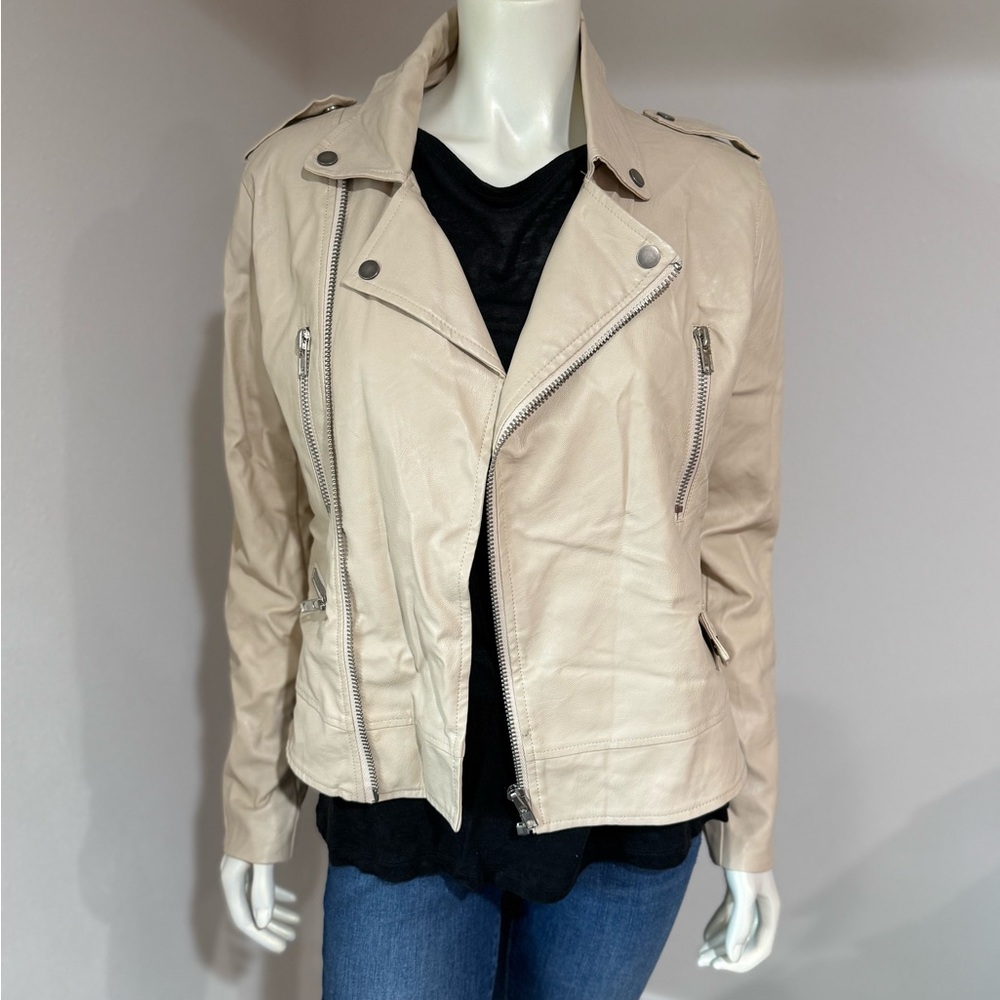 fab'rik Beige Leather Jacket